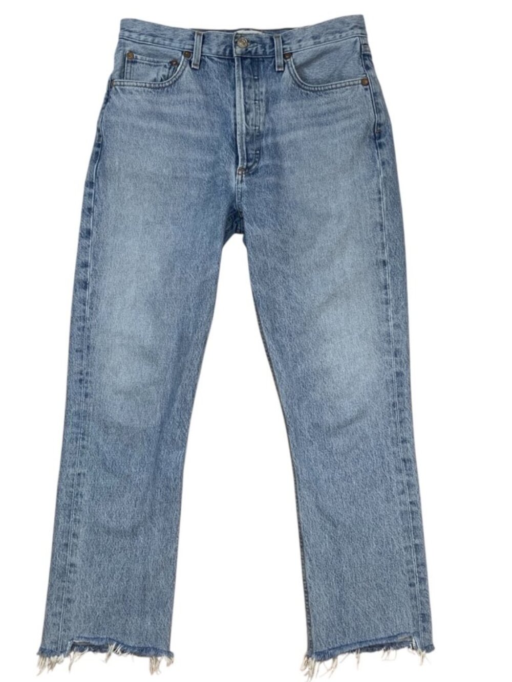 Agolde Riley High Rise Straight Crop Jean 29 Blue Button Fly - Picture 13 of 13